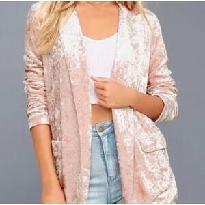 OFFERS OPEN! Small Pink blazer Honey Punch Crushed Velvet Open Front Blazer